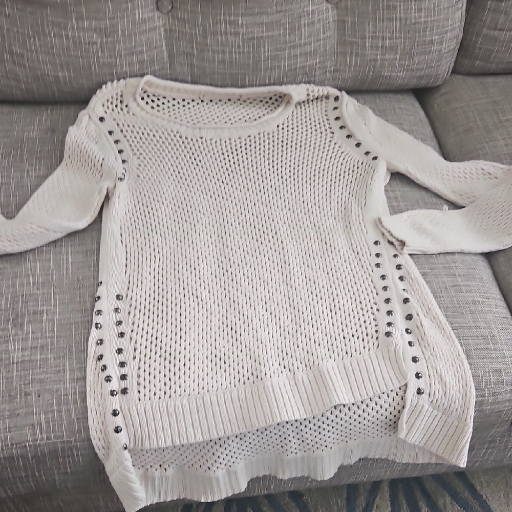 Rock & Republic Cream Sweater with Stud Details